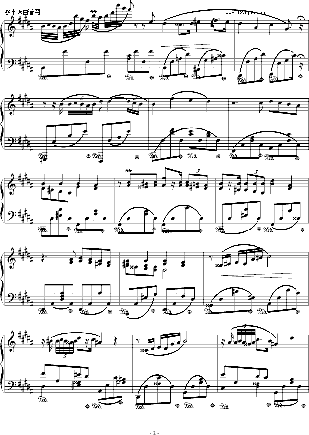B大调夜曲Op.32 No.1-肖邦钢琴曲谱（图2）