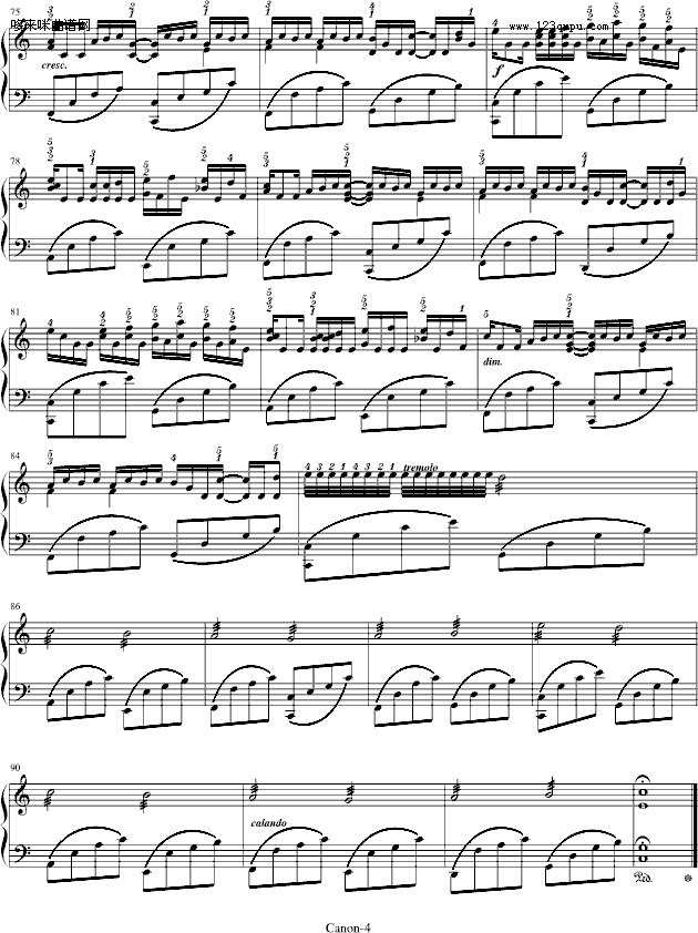 卡农-George Winston版(附指法)-帕赫贝尔-Pachelbel钢琴曲谱（图4）