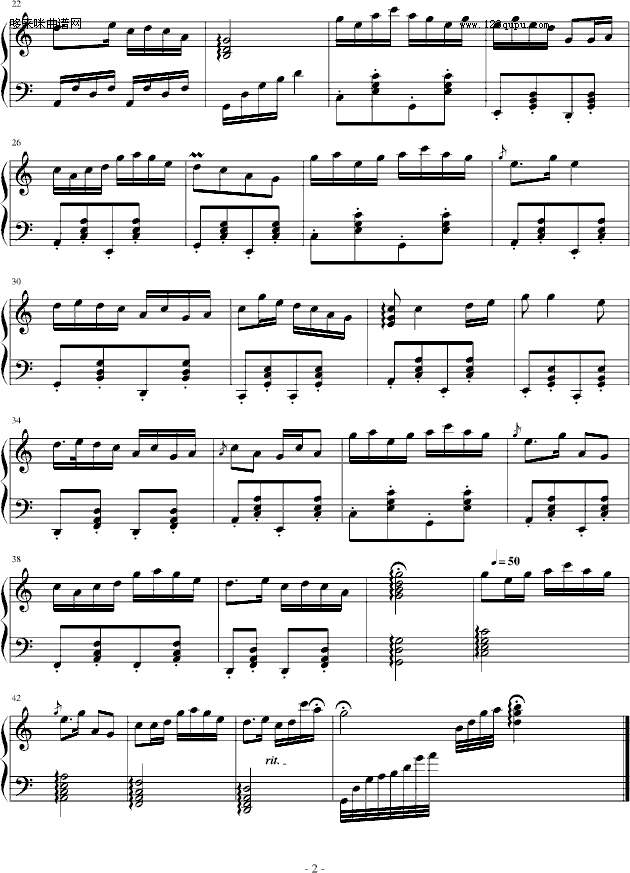 浏阳河-中国名曲钢琴曲谱（图2）