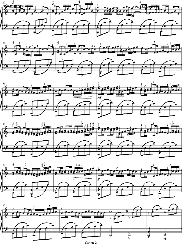 卡农-George Winston版(附指法)-帕赫贝尔-Pachelbel钢琴曲谱（图2）