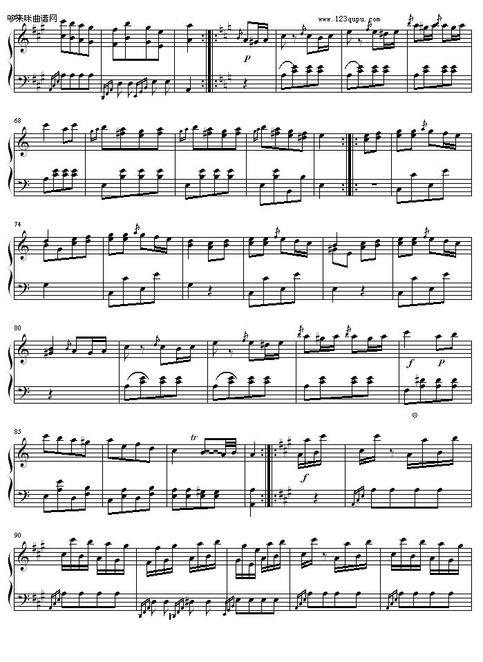 土耳其进行曲-（原版）-莫扎特钢琴曲谱（图3）
