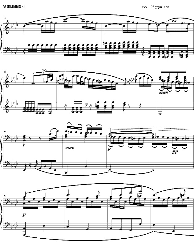悲怆奏鸣曲-第二乐章-贝多芬钢琴曲谱（图2）