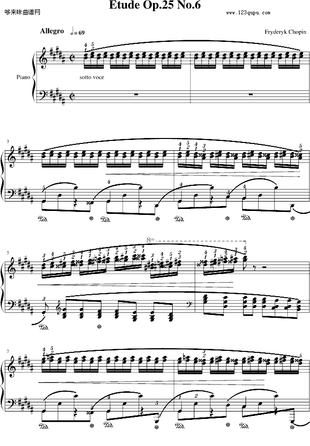 肖邦三度练习曲(op.25 no.6)-肖邦钢琴曲谱（图1）