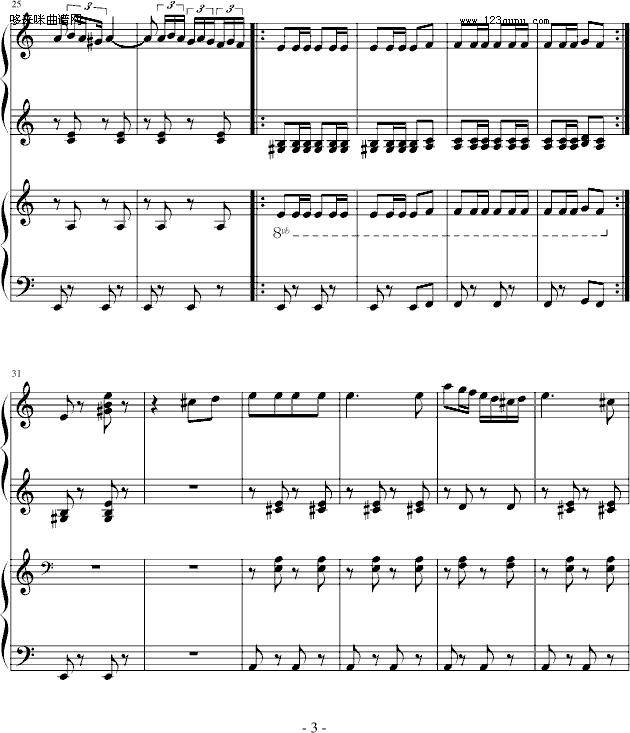 西班牙斗牛舞曲-（四手联弹）-马基纳钢琴曲谱（图3）