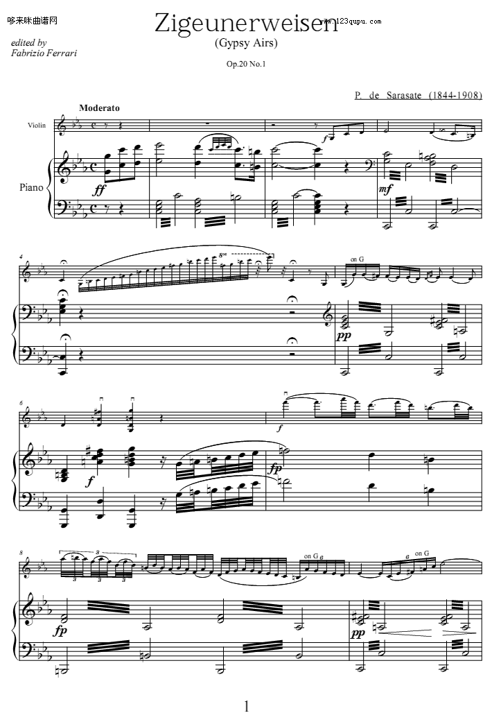 流浪者之歌-沙拉萨蒂钢琴曲谱（图1）
