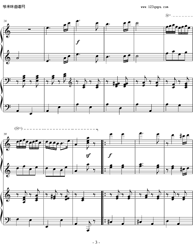 匈牙利舞曲第五号（四手联弹）-勃拉姆斯钢琴曲谱（图3）