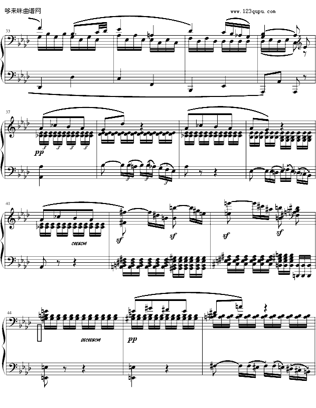 悲怆奏鸣曲-第二乐章-贝多芬钢琴曲谱（图3）