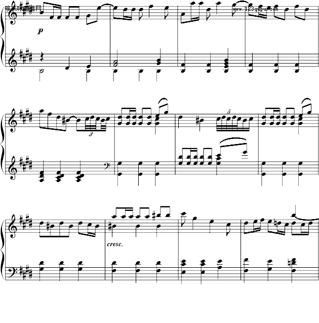 E大调奏鸣曲-世界名曲钢琴曲谱（图4）