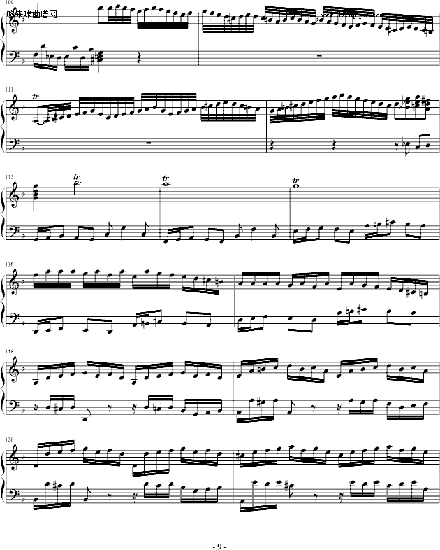 巴赫第一键盘（钢琴）乐协奏曲（第一乐章）-巴赫钢琴曲谱（图9）