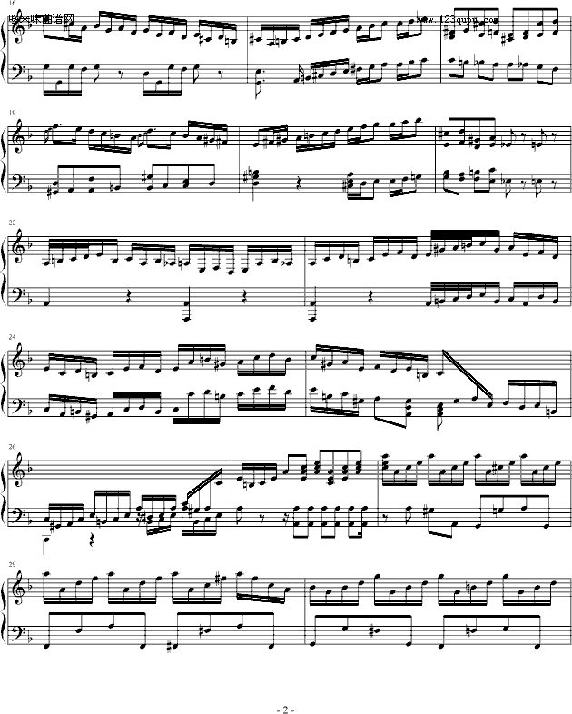 巴赫第一键盘（钢琴）乐协奏曲（第一乐章）-巴赫钢琴曲谱（图2）