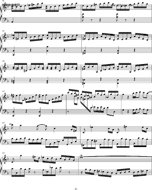 巴赫第一键盘（钢琴）乐协奏曲（第一乐章）-巴赫钢琴曲谱（图8）