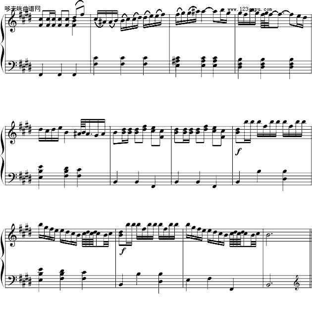 E大调奏鸣曲-世界名曲钢琴曲谱（图3）