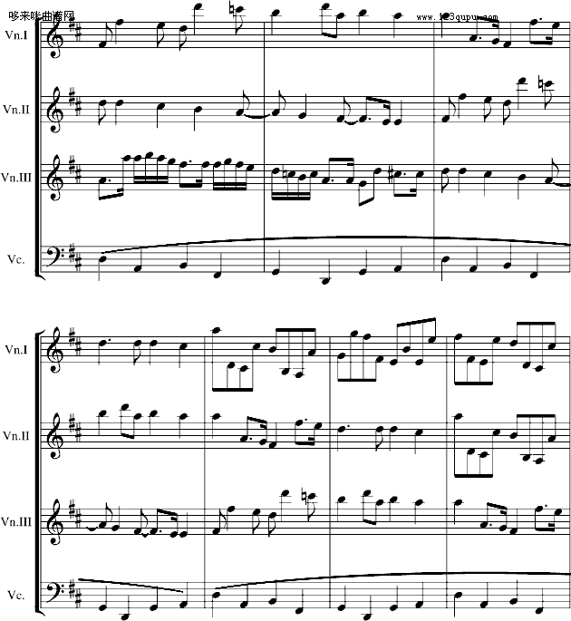 卡农交响曲(3小提琴+1大提琴)-帕赫贝尔-Pachelbel钢琴曲谱（图11）