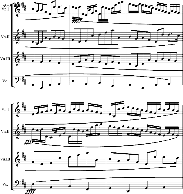卡农交响曲(3小提琴+1大提琴)-帕赫贝尔-Pachelbel钢琴曲谱（图2）