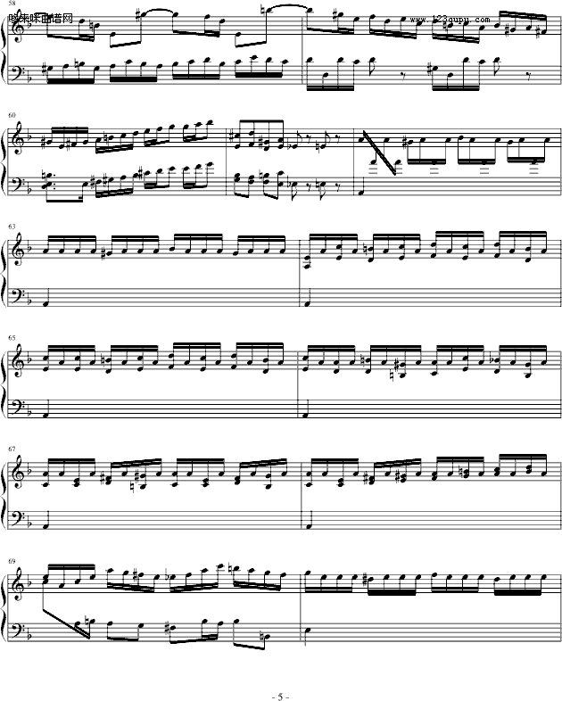 巴赫第一键盘（钢琴）乐协奏曲（第一乐章）-巴赫钢琴曲谱（图5）