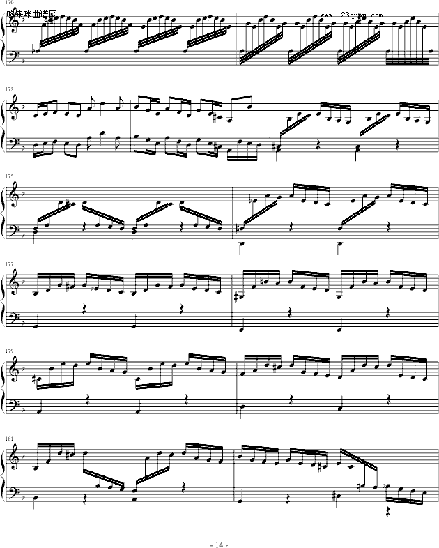 巴赫第一键盘（钢琴）乐协奏曲（第一乐章）-巴赫钢琴曲谱（图14）