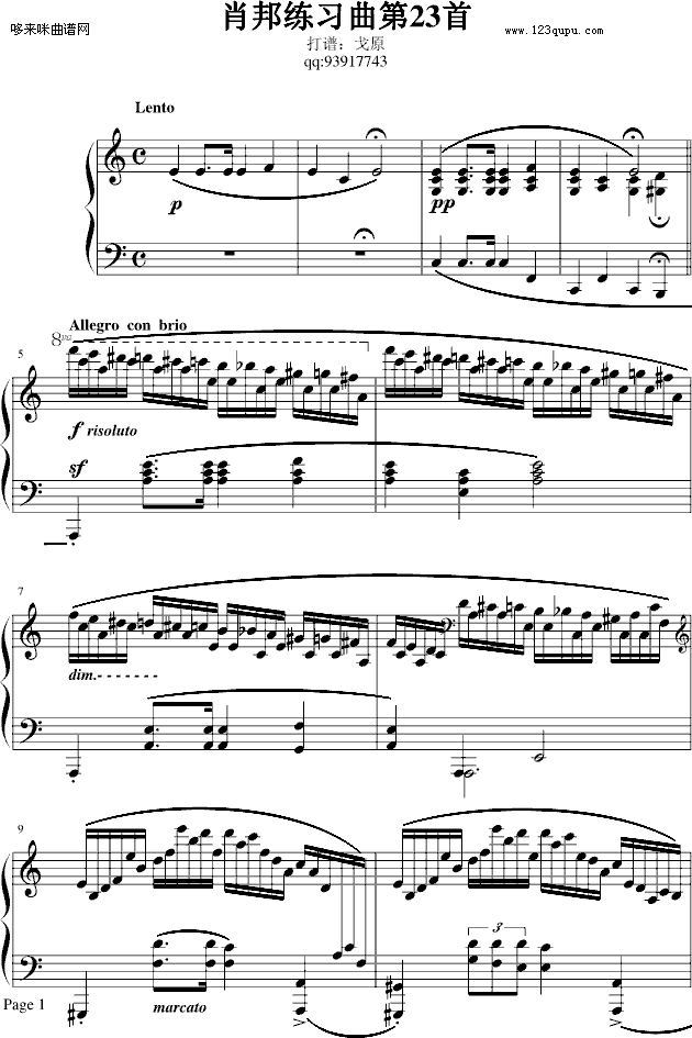 肖邦冬风练习曲-戈原版-肖邦钢琴曲谱（图1）