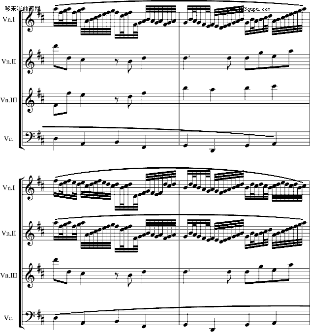 卡农交响曲(3小提琴+1大提琴)-帕赫贝尔-Pachelbel钢琴曲谱（图4）