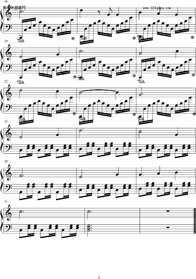 雪绒花-世界名曲钢琴曲谱（图2）