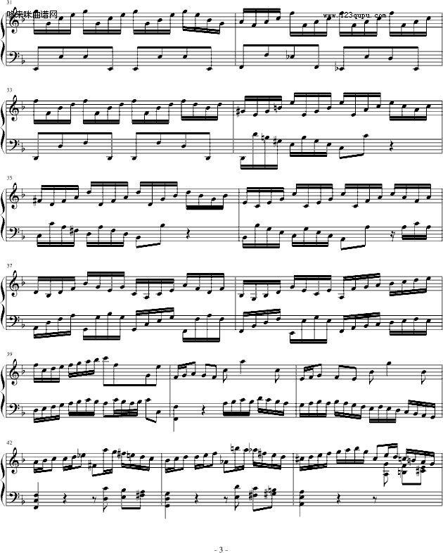 巴赫第一键盘（钢琴）乐协奏曲（第一乐章）-巴赫钢琴曲谱（图3）