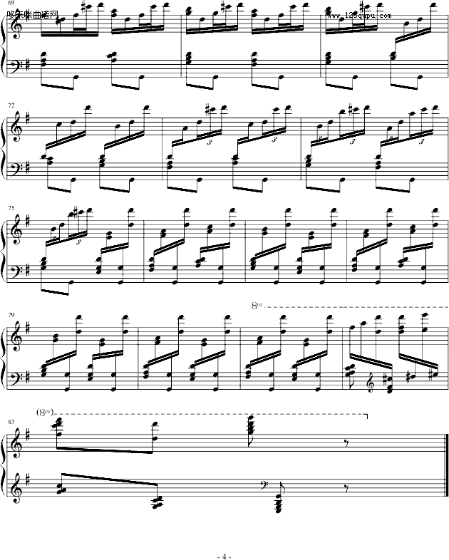 胡桃夹子中俄罗斯舞曲-柴科夫斯基钢琴曲谱（图4）