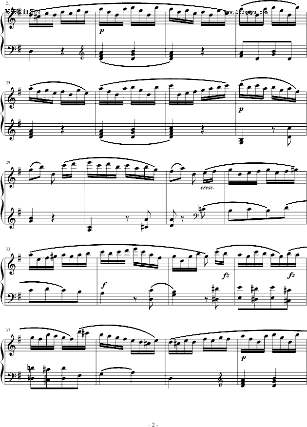 吉普赛回旋曲-下弦月版-海顿钢琴曲谱（图2）