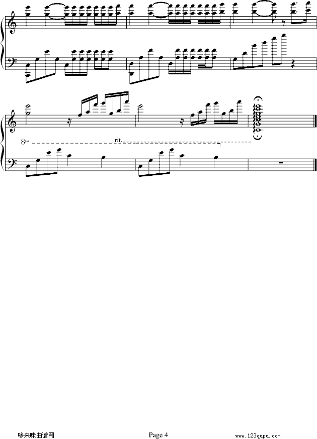 水边的阿狄丽娜-（钢琴版）-克莱德曼钢琴曲谱（图4）