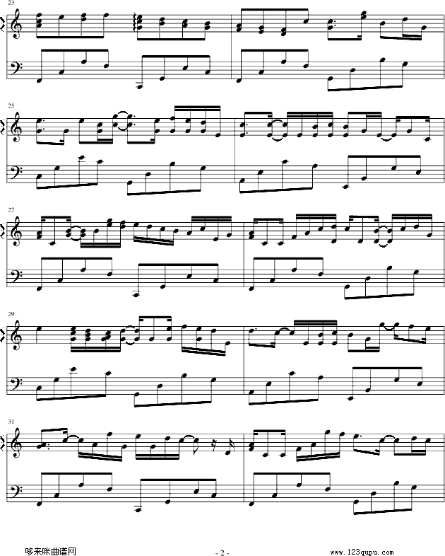 卡农-（简单和弦版）-帕赫贝尔-Pachelbel钢琴曲谱（图2）