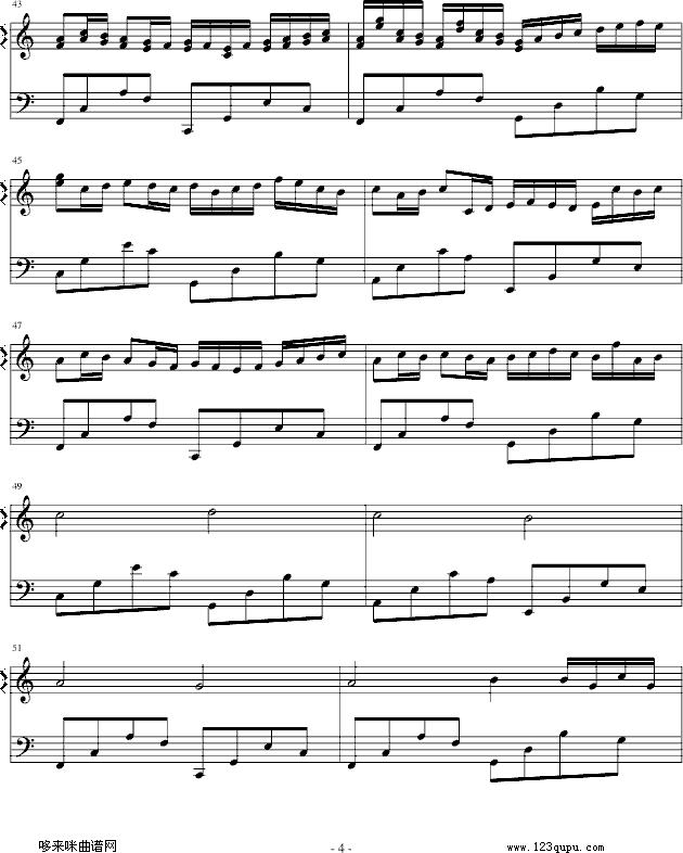 卡农-（简单和弦版）-帕赫贝尔-Pachelbel钢琴曲谱（图4）