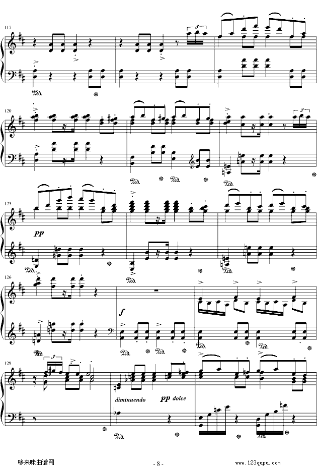 婚礼进行曲-格里格钢琴曲谱（图8）