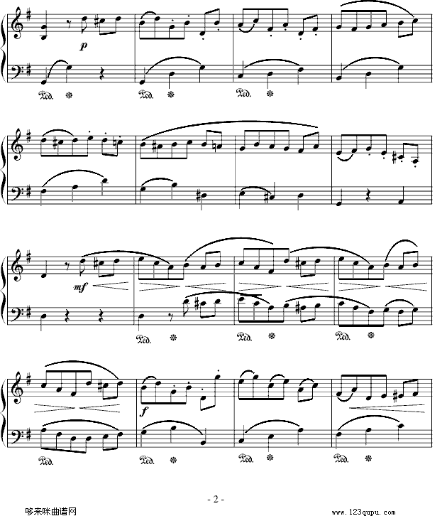 G大调小步舞曲-贝多芬钢琴曲谱（图2）