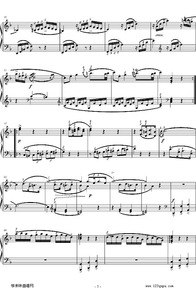 莫扎特F大调钢琴奏鸣曲 K280-莫扎特钢琴曲谱（图3）
