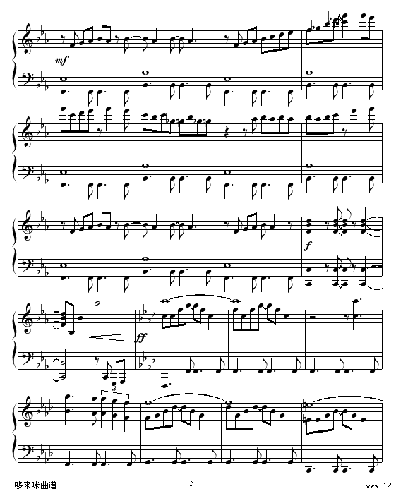感伤的混合曲-克莱德曼钢琴曲谱（图5）