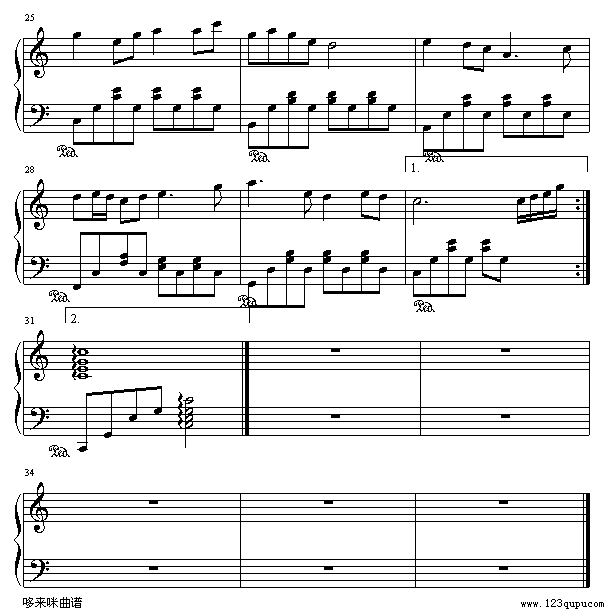 绿岛小夜曲-(友谊之光)-世界名曲钢琴曲谱（图3）