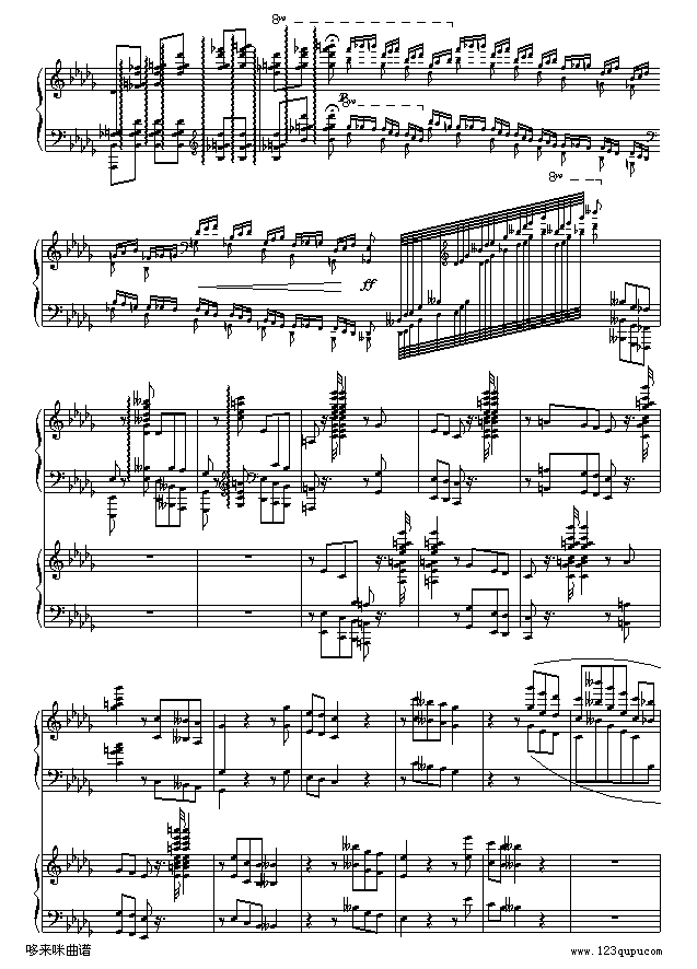 降b小调第一钢琴协奏曲(两架钢琴谱）-柴科夫斯基钢琴曲谱（图4）