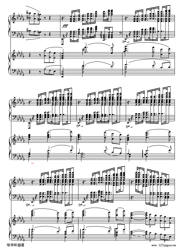 降b小调第一钢琴协奏曲(两架钢琴谱）-柴科夫斯基钢琴曲谱（图5）