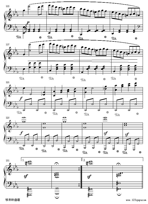 悲怆奏鸣曲第一乐章-贝多芬钢琴曲谱（图7）