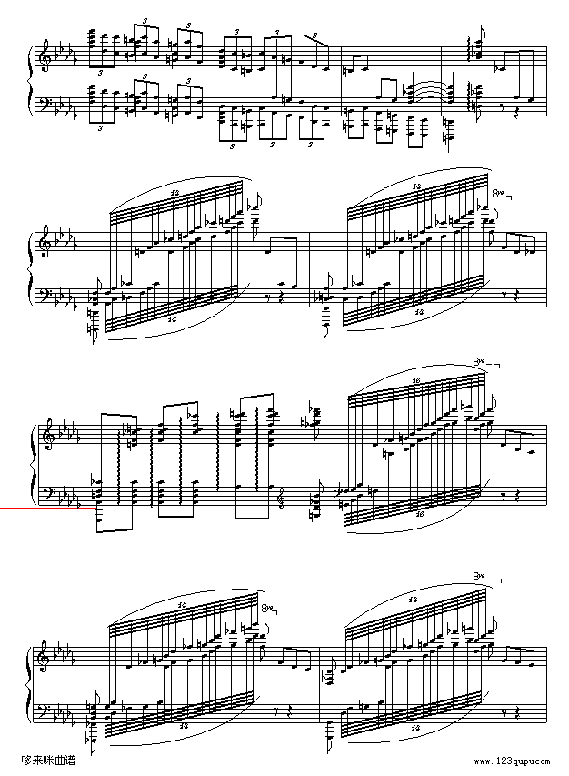 降b小调第一钢琴协奏曲(两架钢琴谱）-柴科夫斯基钢琴曲谱（图3）
