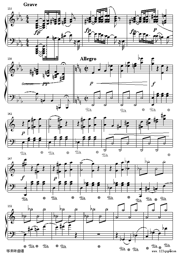 悲怆奏鸣曲第一乐章-贝多芬钢琴曲谱（图8）