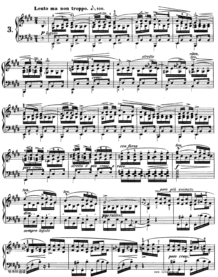 练习曲OP10No3《离别》-肖邦钢琴曲谱（图1）