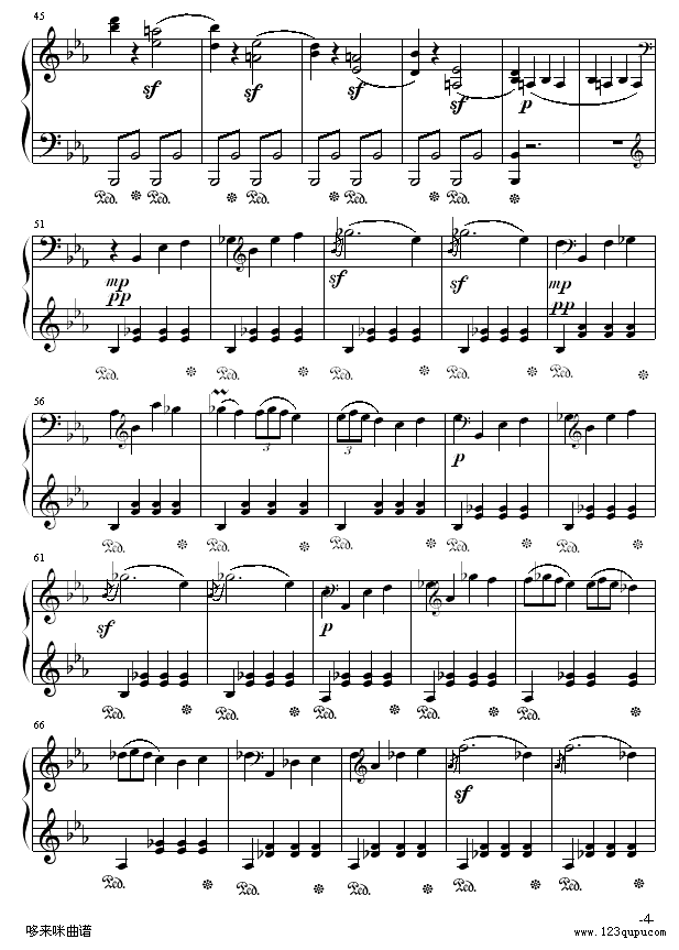 悲怆奏鸣曲第一乐章-贝多芬钢琴曲谱（图4）