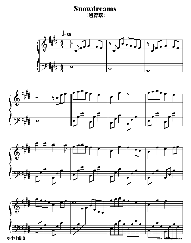 Snowdreams-班得瑞钢琴曲谱（图1）