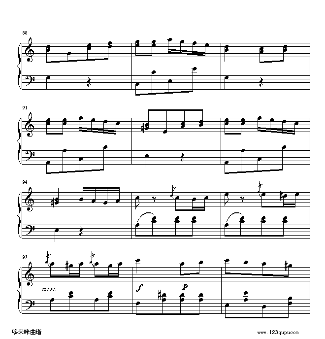 土耳其进行曲-莫扎特钢琴曲谱（图9）