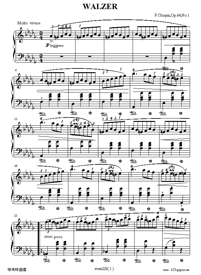 小犬圆舞曲-肖邦钢琴曲谱（图1）