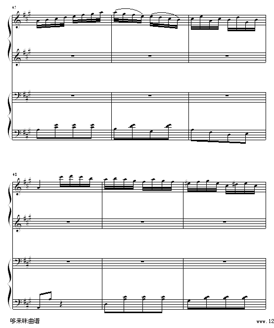 土耳其进行曲四手联弹-莫扎特钢琴曲谱（图7）