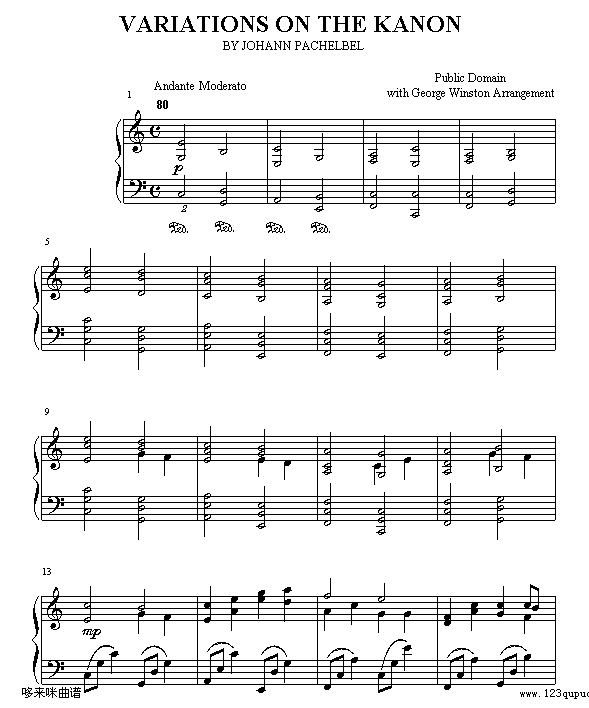 Kanon by Pachelbel-帕赫贝尔-Pachelbel钢琴曲谱（图1）
