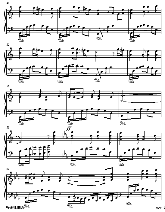史班赛山(好听的轻音乐曲改编)-世界名曲钢琴曲谱（图4）