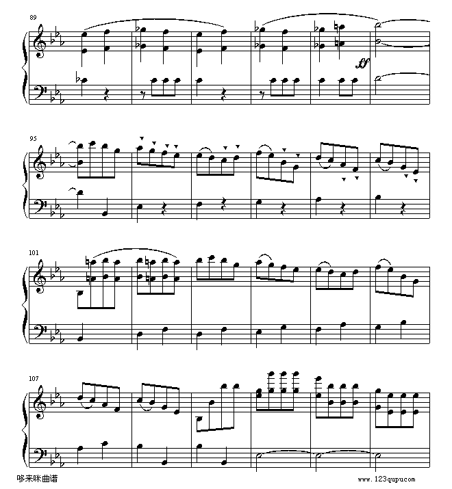 命运-第五交响乐-贝多芬钢琴曲谱（图5）
