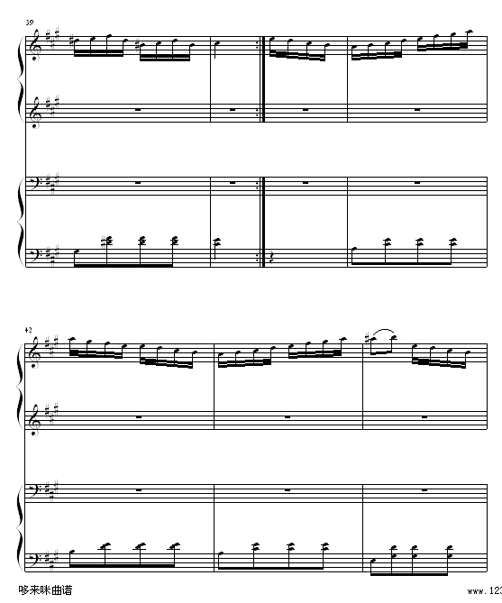 土耳其进行曲四手联弹-莫扎特钢琴曲谱（图6）