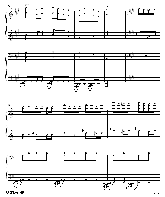 土耳其进行曲四手联弹-莫扎特钢琴曲谱（图12）